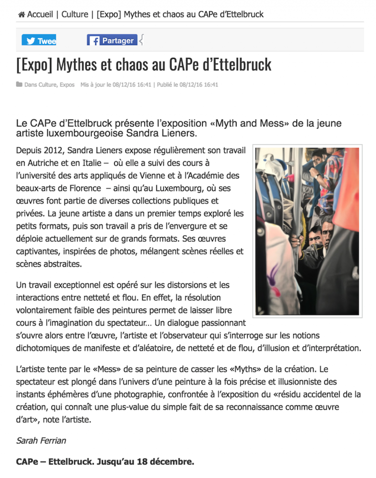 (expo) mythes et chaos au CAPE d'Ettelbruck | le quotidien | november '16 | LUX